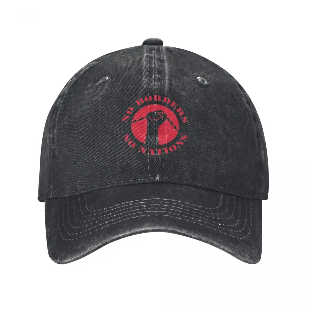 Red No Borders No Nations ANTIFA Antifascist Anarchy Anarchist Baseball Cap Visor Hat Snapback Cotton Dad Hat