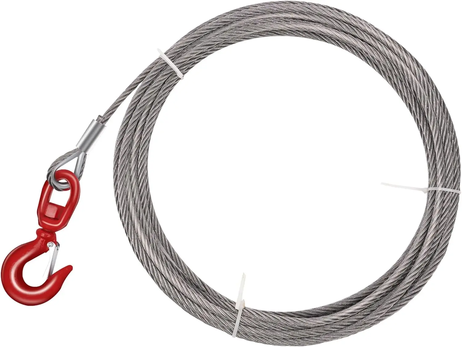 

3/8" x 50' Steel Winch Cable with Swivel Hook, 17637 Lbs Breaking Strength for Tow Truck, Crane, Wrecker