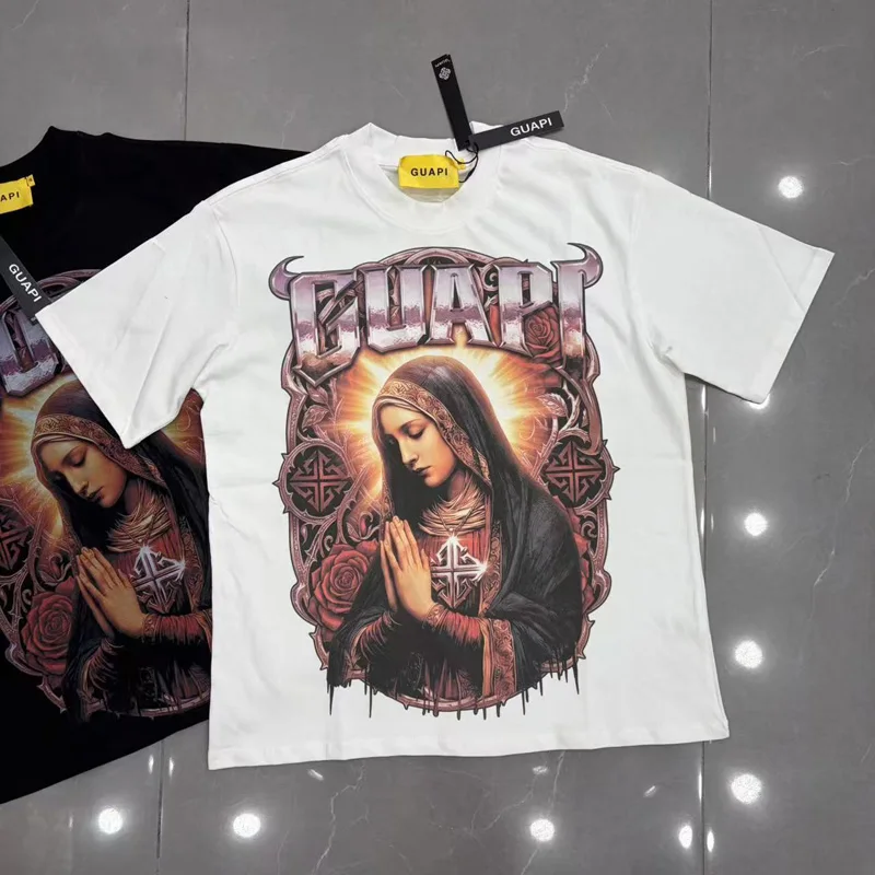 European American High Street GUAPI T-shirt Summer Daily Casual Short Sleeve Men's Loose Hip Hop Pattern Printed Tee