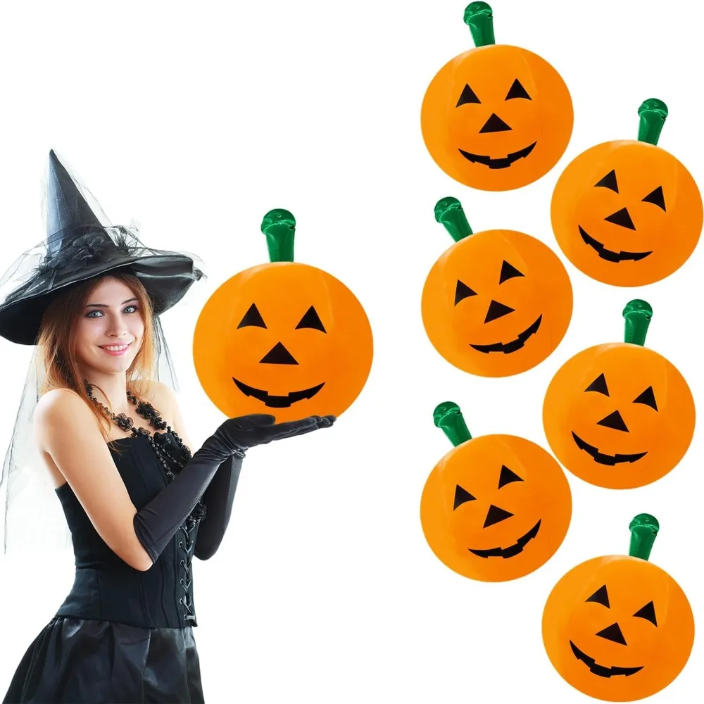 Halloween Pumpkin Inflatable Decorations, 16" Tall (6-Pack) Halloween Decor, Halloween Pumpkin Toy