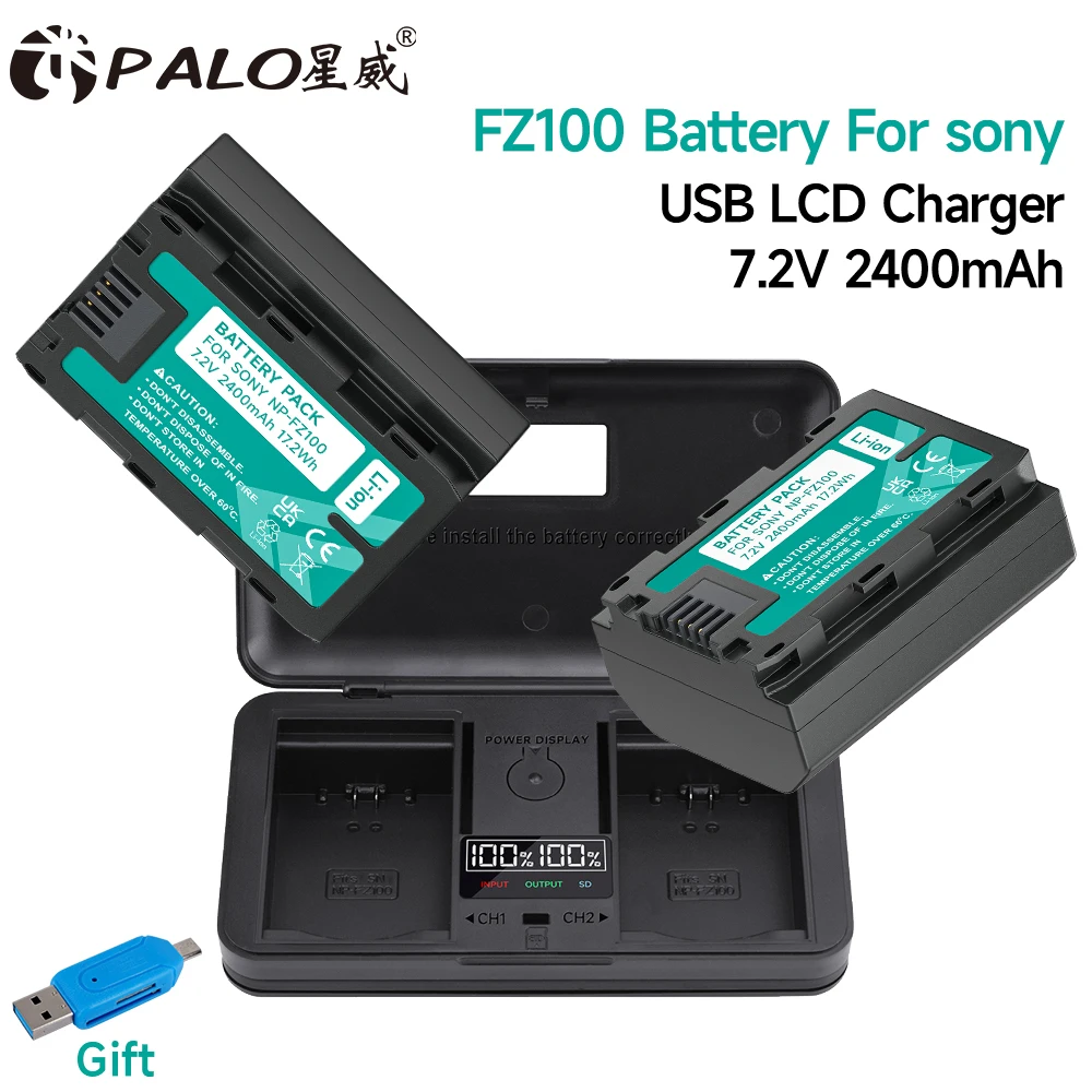 2400mAh NP-FZ100 NPFZ100 NP FZ100 Battery with Charger Case For Sony A9 A9M2 A7R III A7C A7iv III A6600 A7M3 A7R5 A7S3 A7R4 A7M4