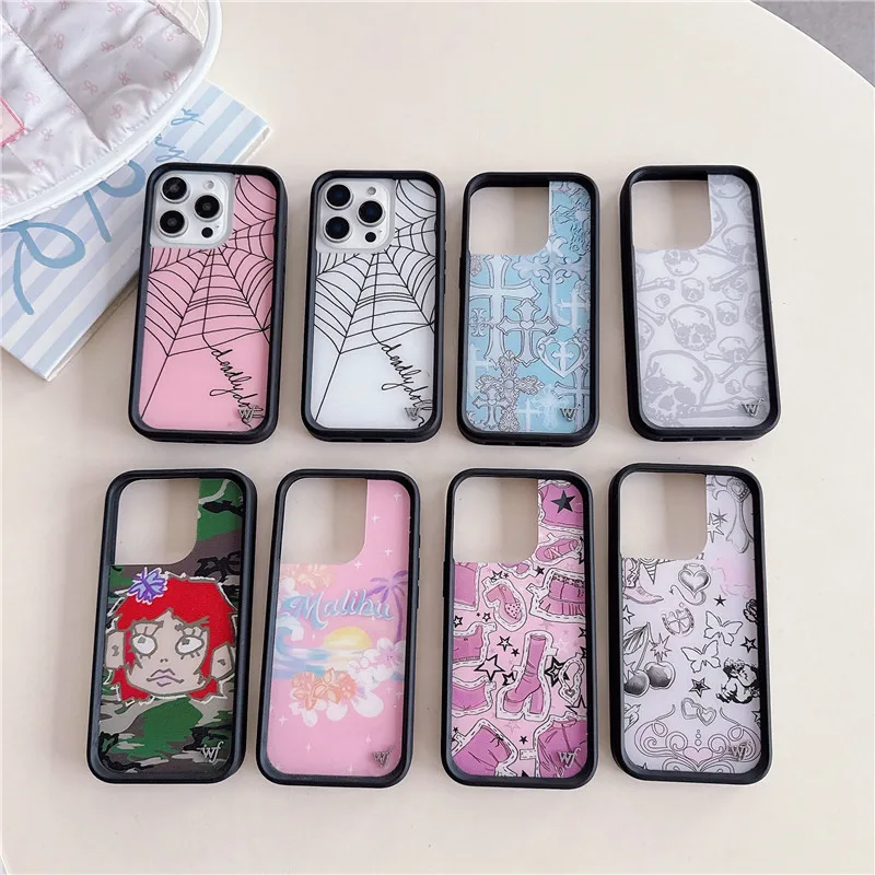 حافظة لهاتف آيفون 16 15 14 13 12 Pro Max Plus Nessa Barrett Camo Skull WF Spider Web Punk Cover Funda