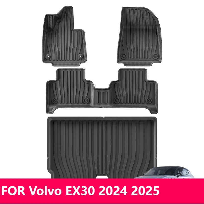 

For Volvo EX30 2024 2025 TPE 3D Waterproof Floor Mats & Trunk Liner Set Black