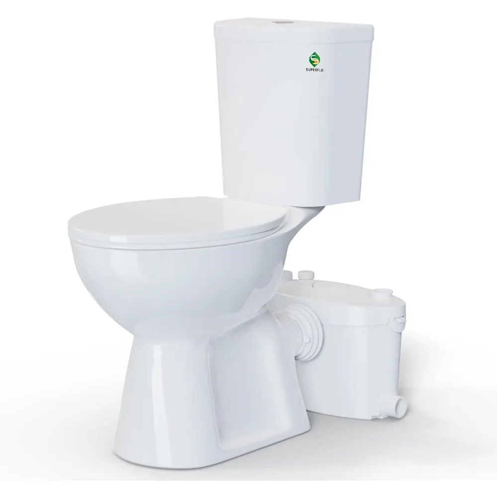 19 Inch Macerating Toilet System | Upflush Toilet for Basement with Extra Tall Toilet Bowl & 600W Pump Toilets for Seniors