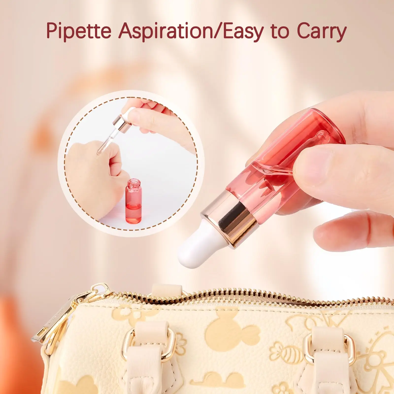 Confezione da 100 flaconi contagocce per oli essenziali rosa, fiale vuote per campioni in vetro con contenitore per liquidi per aromaterapia con profumo in tubo di vetro