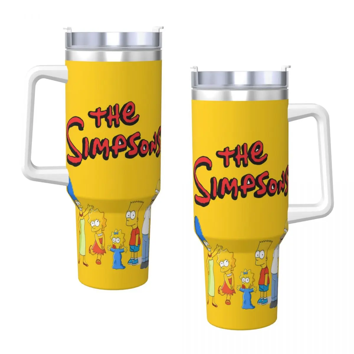 Stainless Steel Tumbler The Simpsons Family Mugs Cup With Straws Camping Drink Water Bottle Portable Large Capacity Thermal Mug