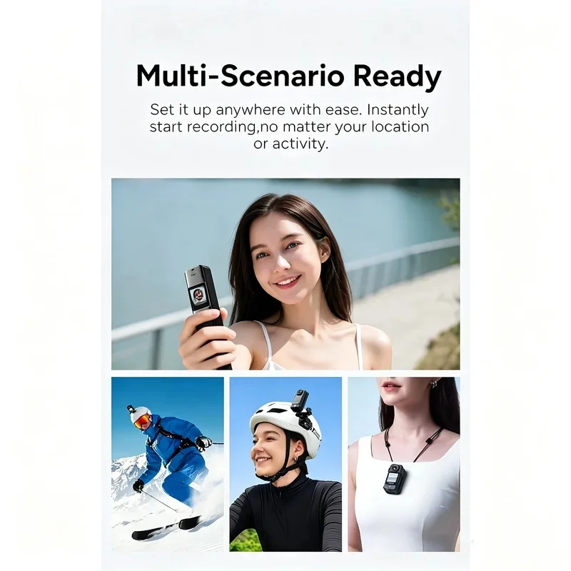 4K Thumb Action Camera 6-axis Stabilization Small Body Camera Portable POV Recording Helmet Cam for Cycling Motorcycle 2K/1080P