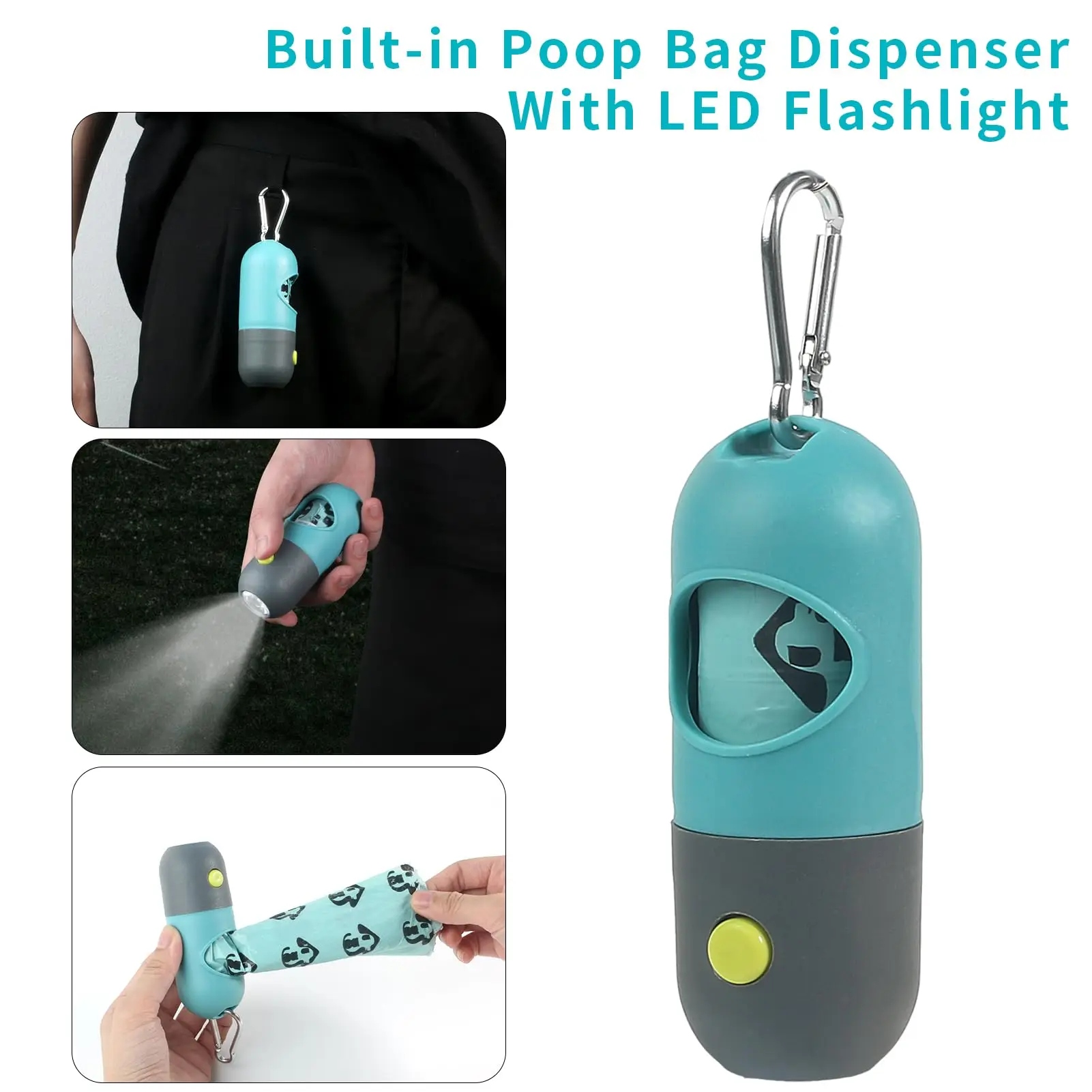 360 Portable Pooper Scooper with Bag Attachment & Dispenser – Lightweight Claw Poop Picker – Ideal for Small & Large Dogs