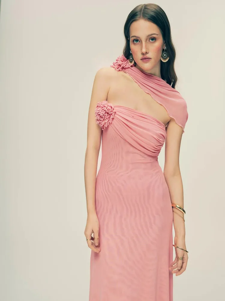 Ele Sweet Gentle Faionable 3D Floral Strapl Slim Cintura alta Dr Ladylike Vestido Otoño Boda Par Fecha Cany Di...