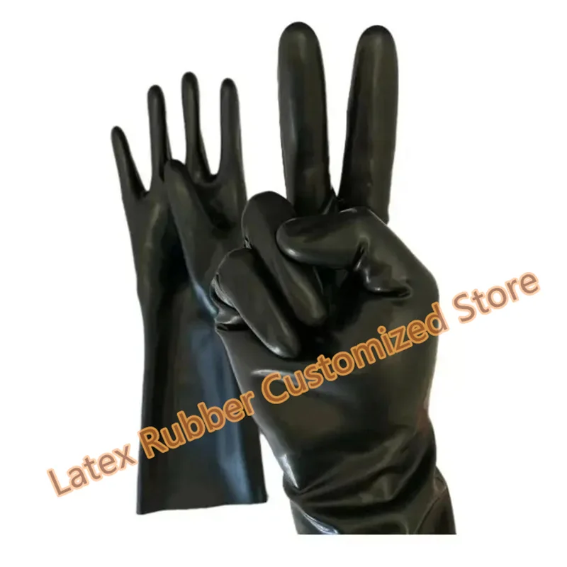 Unisex Latex Rubber Gloves Sexy Fetish Wrist Seamless Moulded Short Gloves for Men Women with Bodysuit Catsuit Hoods