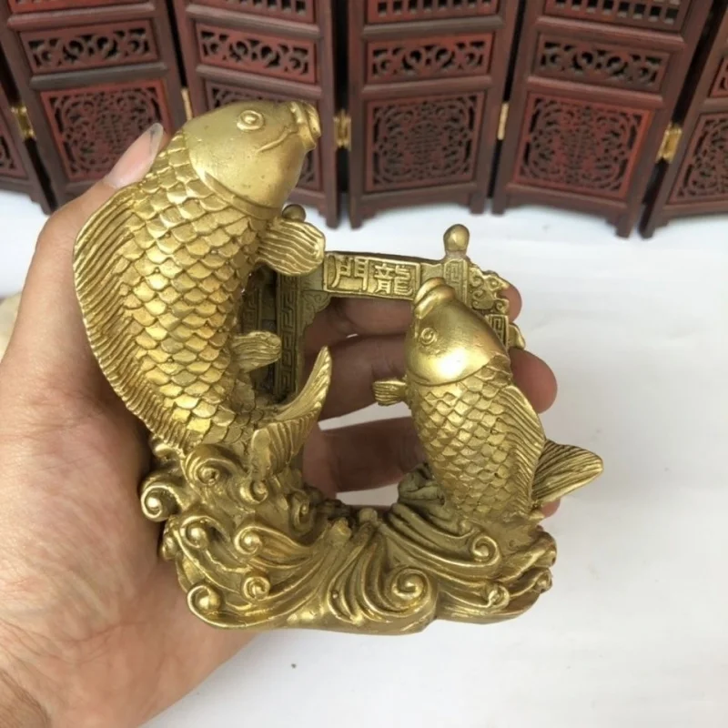 

Copper Carp Leaping Over the Dragon Gate Ornament Copper Fish Ornament Gift Home Study Decoration
