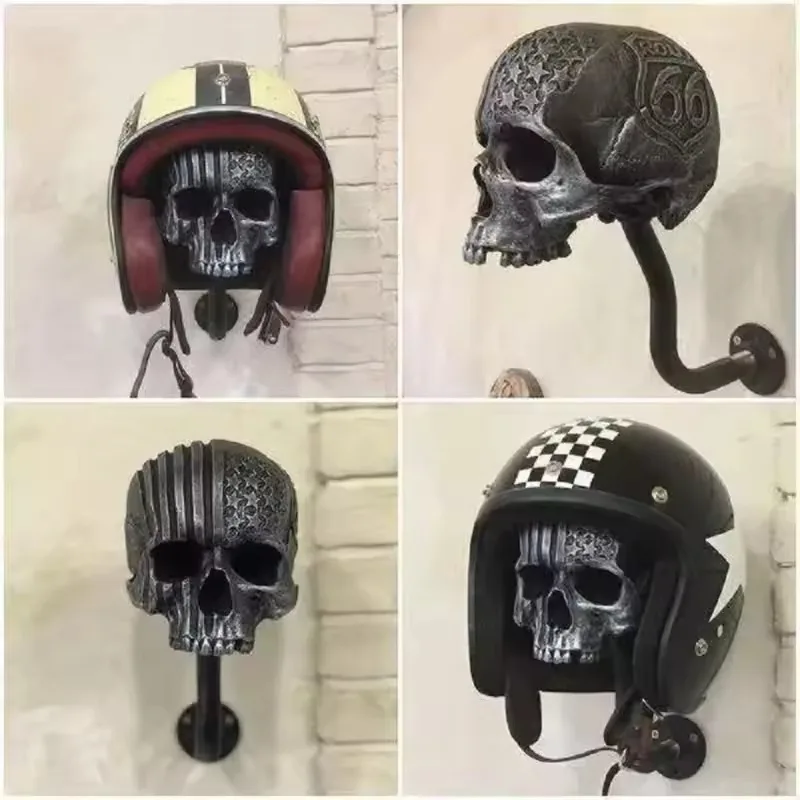 

Wall-mounted Motorcycle Accessories Black Helmet Holders Helmet Hangers Helmet Skull Racks for Hat