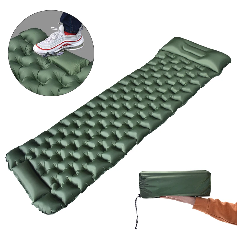

Easy Inflatable with Built-in Foot Pump Extra Thick Camping Mat Inflatable Sleeping Pad