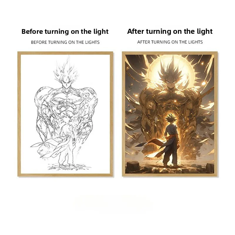 22cm/8.66in Dragon Ball Anime Light Painting Wukong Peripherals Night Led Luminous Cartoon Collectible Lamps Desk Party Supplies - Image 3