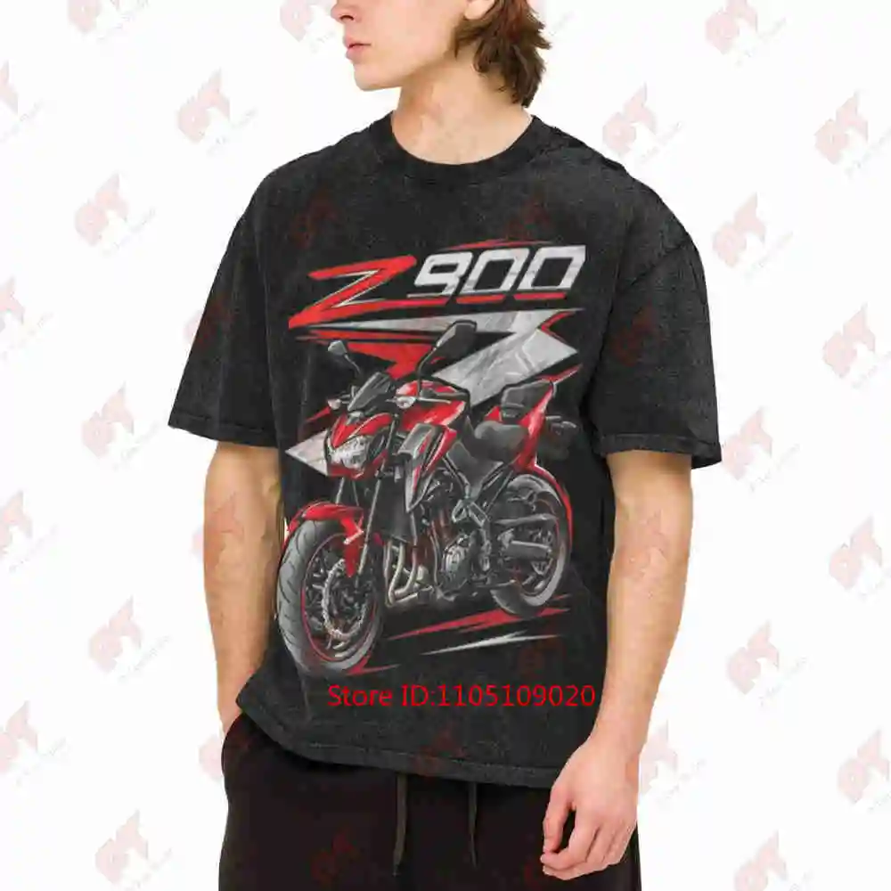 Z900 Motorcycle 2017 2025 Logo Vintage Washed Tee Pure Cotton T-Shirt