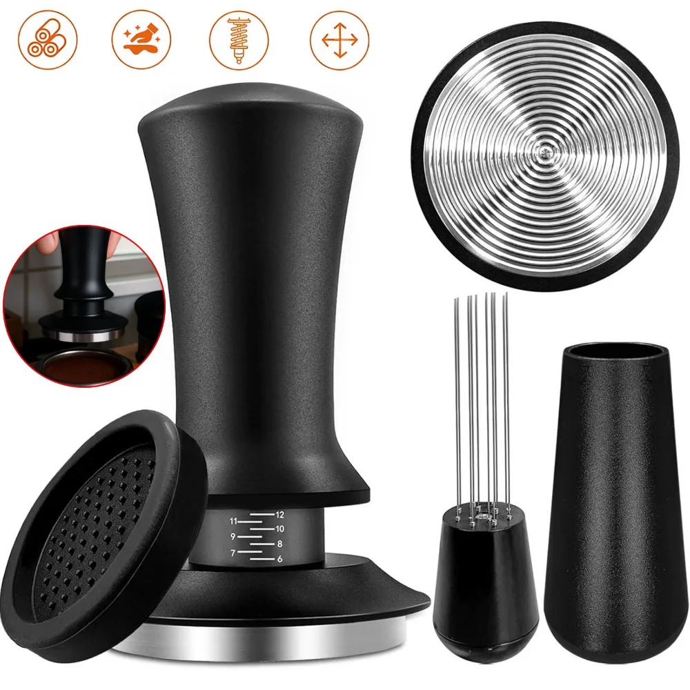 Set di tamper per espresso da 51 mm, con base filettata, distributore di caffè e tappetino in silicone, accessori per baristi per un'estrazione uniforme, ideale per baristi amatoriali e come regalo.