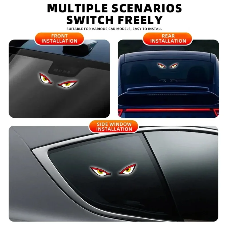 Devil's Eye Car Dynamic Eye LED Light Blinking Moving Eye Car Light Atmosphere Light Ornament Wiring-Free