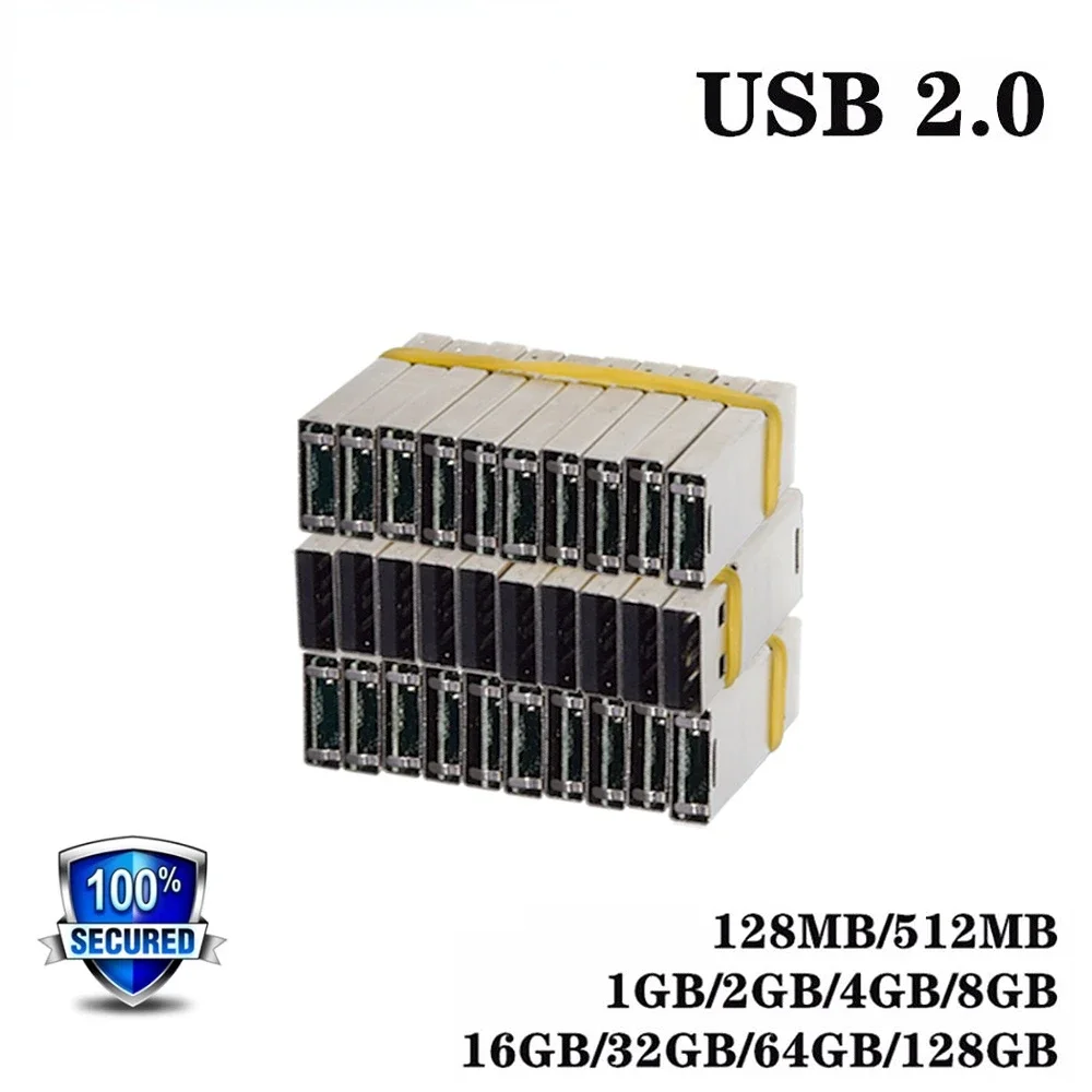 Unidad Flash USB 100 de 10 a 2,0 piezas, unidad Flash semiacabada, 256MB, 512MB, 1GB, 2GB, 4GB, 8GB, 16GB, 32GB, 64GB