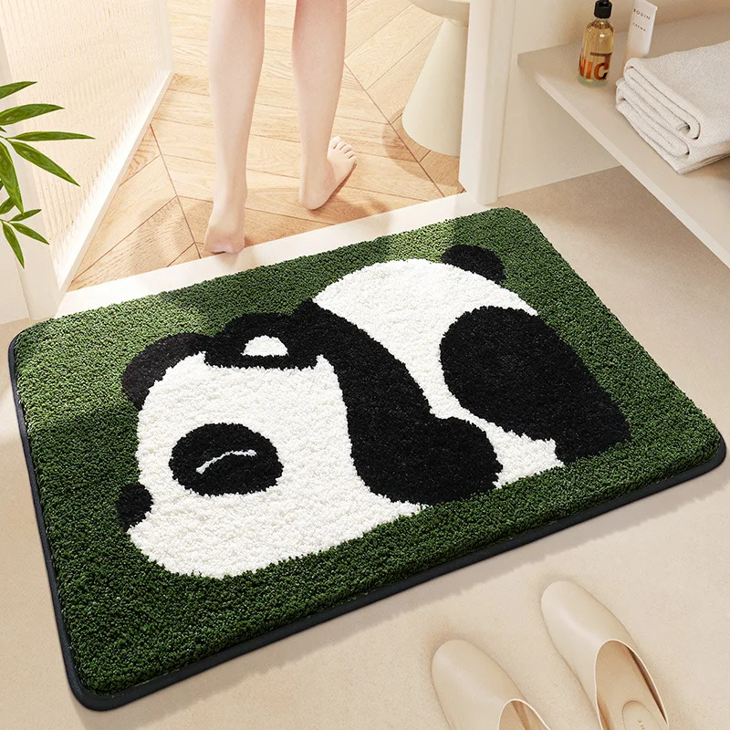 

Panda Bath Mat Thickened Plush Microfiber Bathroom Rug Extremely Absorbent TPR Latex Non-slip Shower Room Door Mat