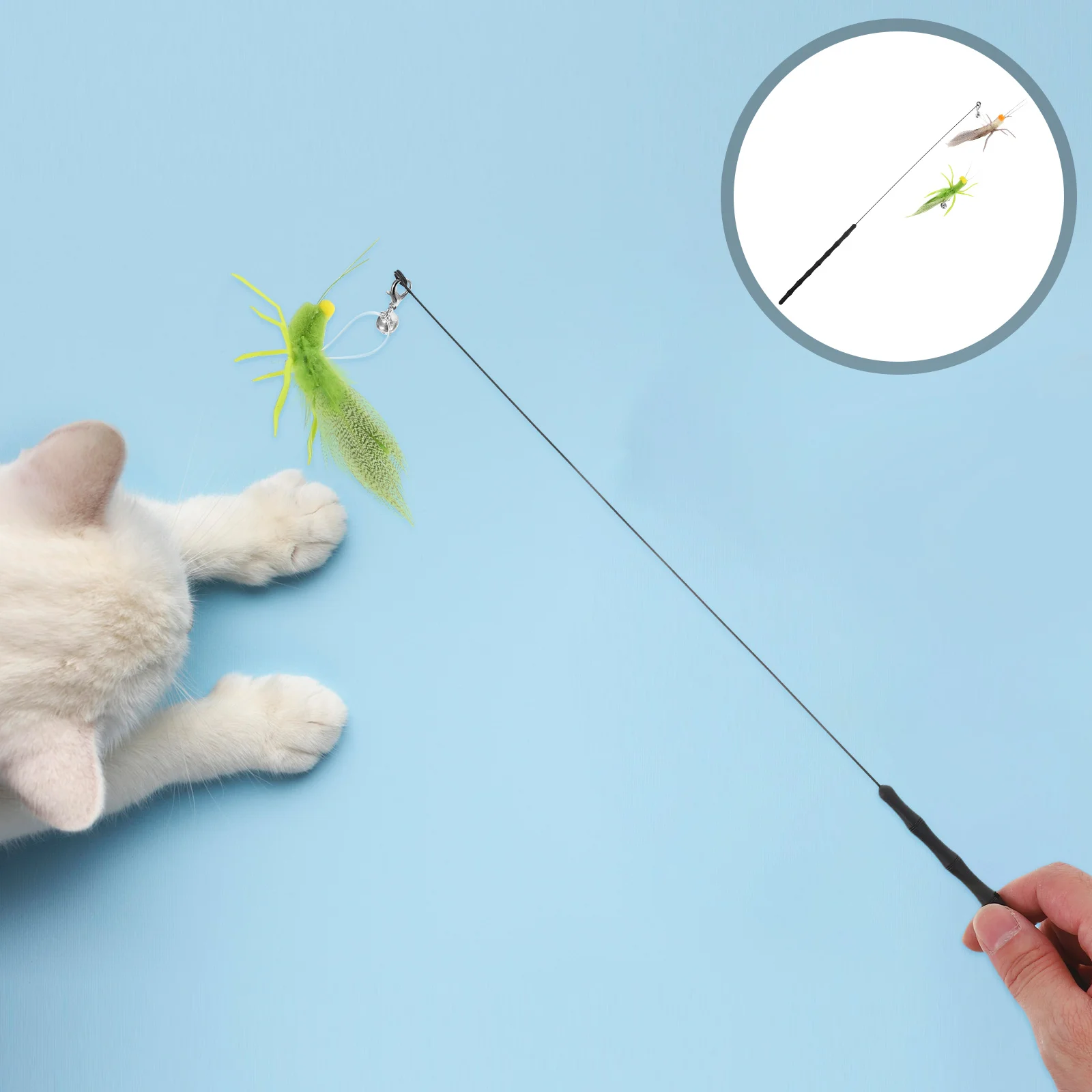 

1 Set Plumed Silicone Teaser Design Interactive Hunting For Indoor Kitten Bells Included Wand Refill Pet Teaser