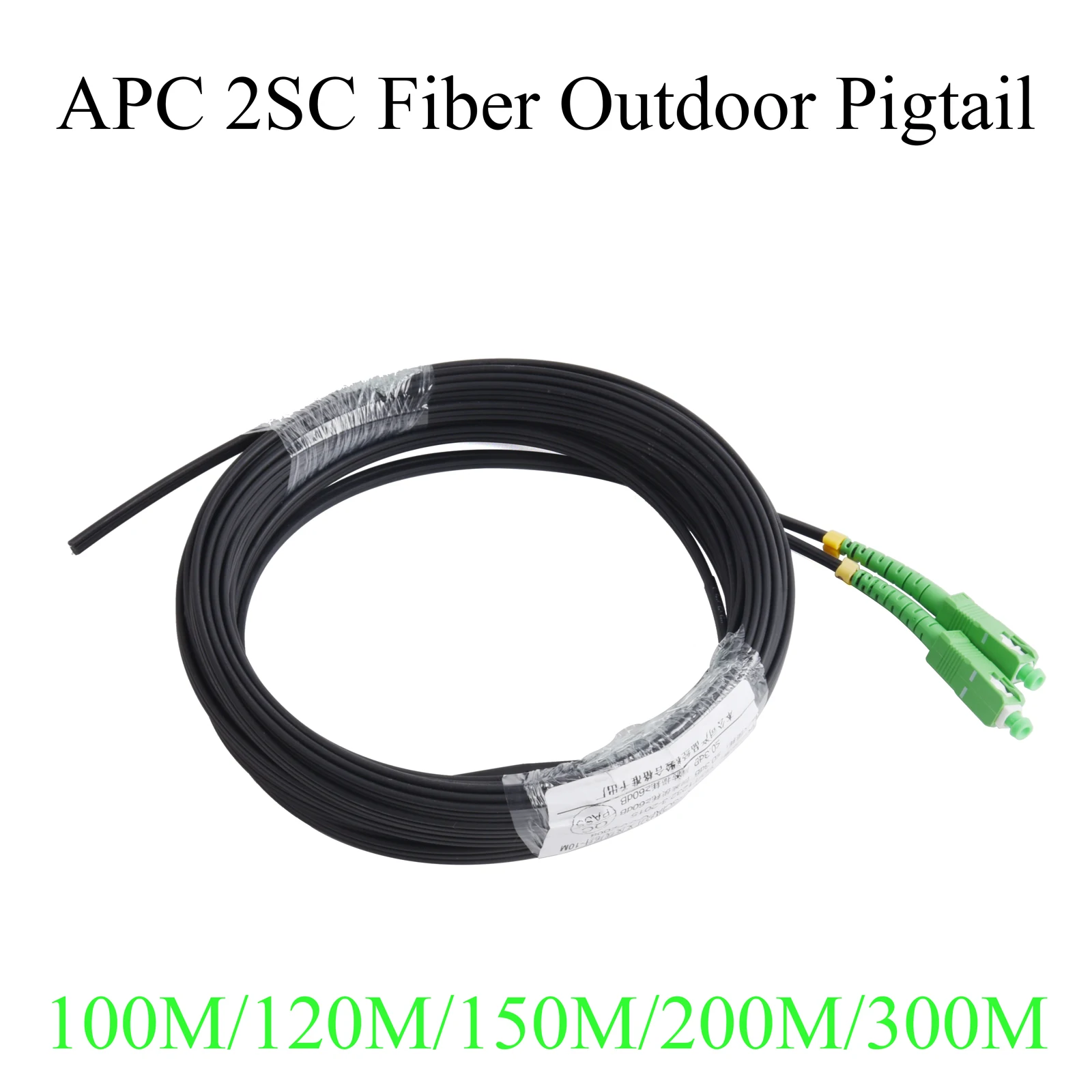 

APC 2SC Fiber Optic Pigtail 2-Core Optical Wire Outdoor Single-mode Simplex Patch Cord Cable 100M/120M/150M/200M/300M