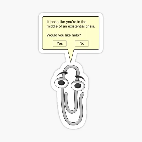 Clippy Existential Crisis  5PCS Stickers for Cartoon Bumper Car Wall Decor  Home Anime Laptop Print Funny Background Window