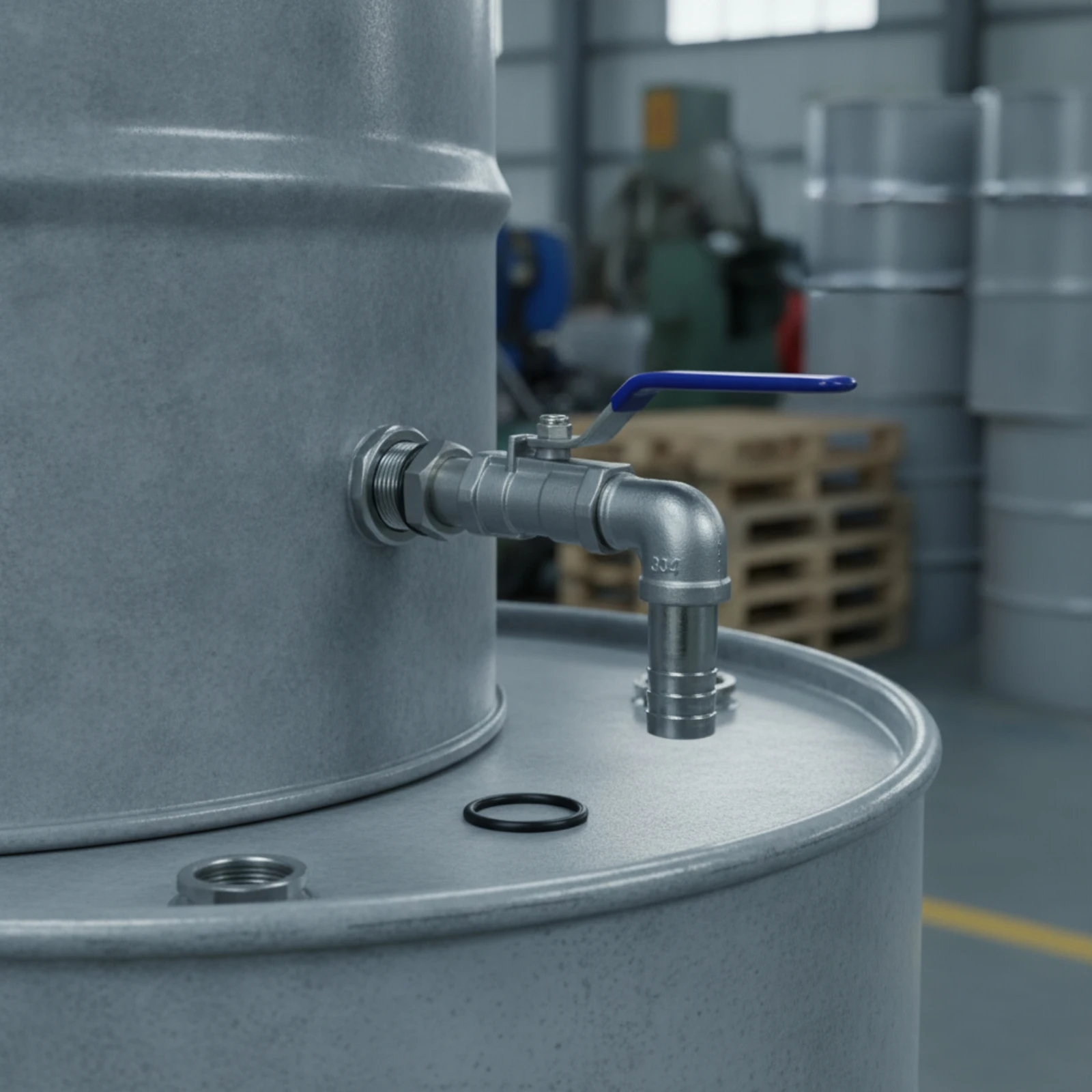 Drum Transfer Valve with Lever Handle Heavy Duty Angled Drain Faucet Right Angle Outlet Threaded for Garages