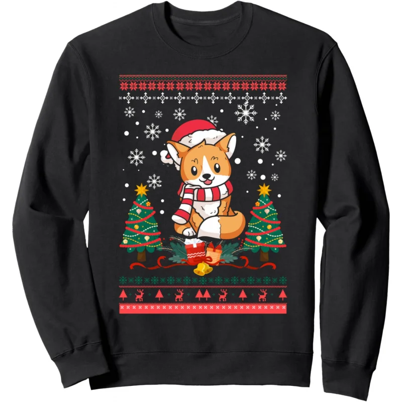 

Christmas Fox Cute Pattern Long Sleeve T-shirt Winter Women's Sportswear