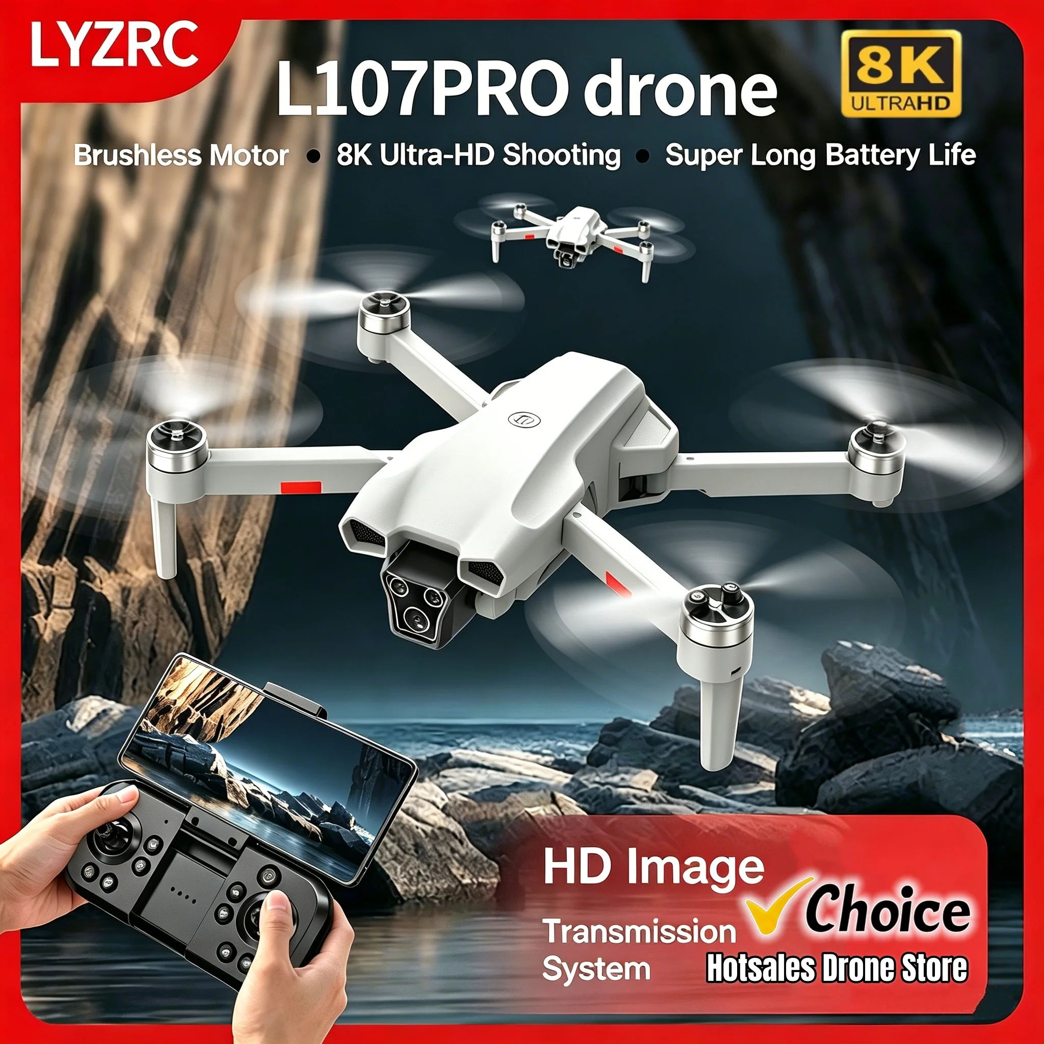 

New L107 PRO Drone 8k Aerial Photography Brushless Motor 20Min Long Battery Life Optical Flow Hover Remote Control Aircraft Toy
