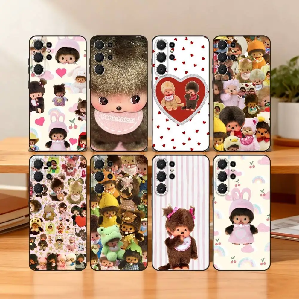 

M-Monchhichi Phone Case For Samsung S25,24,23,22,30,21,10,9,Ultra,Plus,Lite,FE Black Soft Case