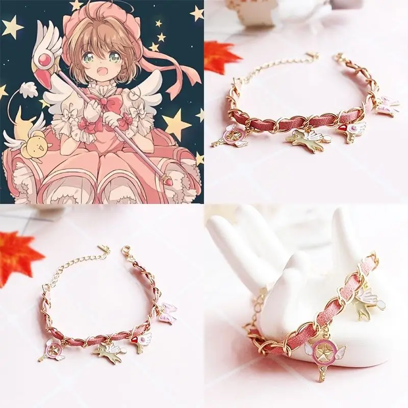 Anime Card Captor Sakura Bracelet Cardcaptor Sakura Clow Charm Pendant KINOMOTO Sealing Wand Statement Bracelets Jewelry