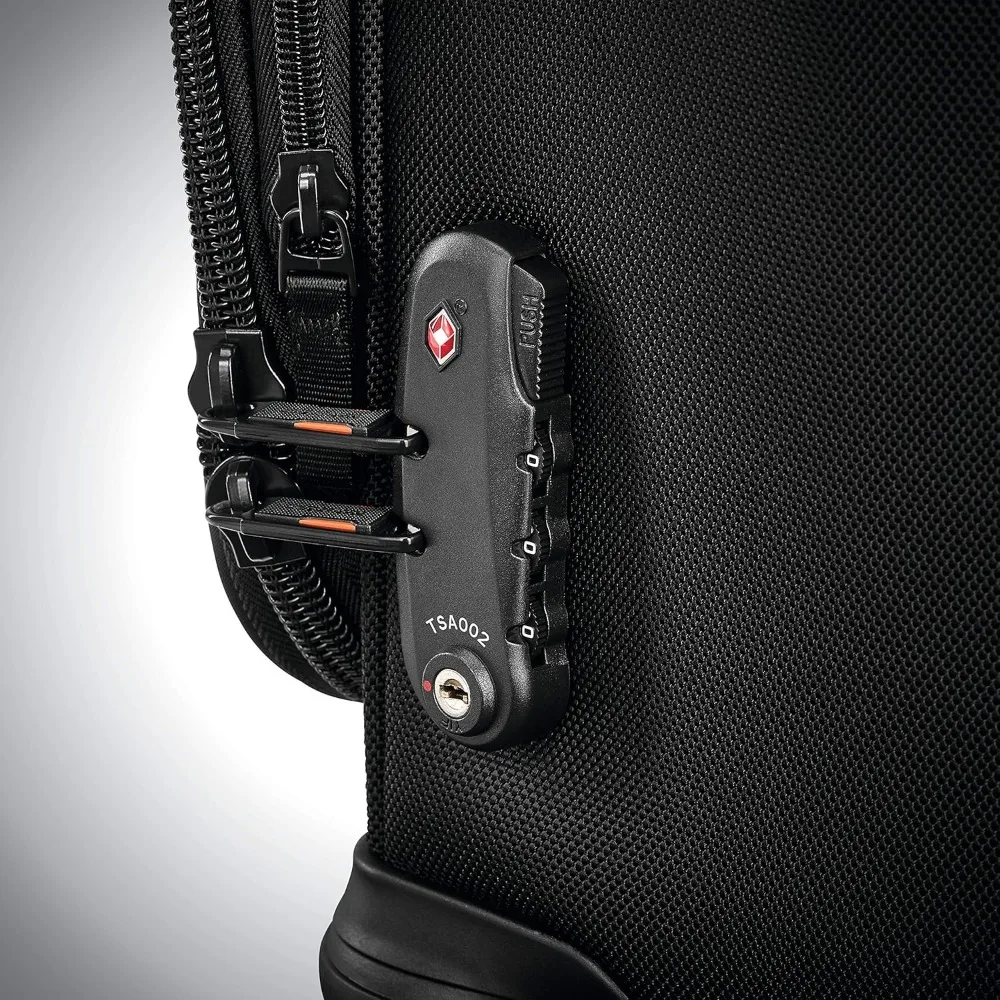 expandable softside spinner luggage, black, 21-inch carry-on