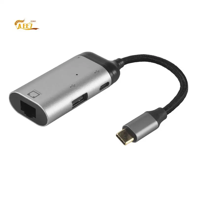 AEE7-3 In 1 Type-C To Gigabit Ethernet Rj45 Lan PD Charging USB C Data Port Converter Adapter For TV PC   S20