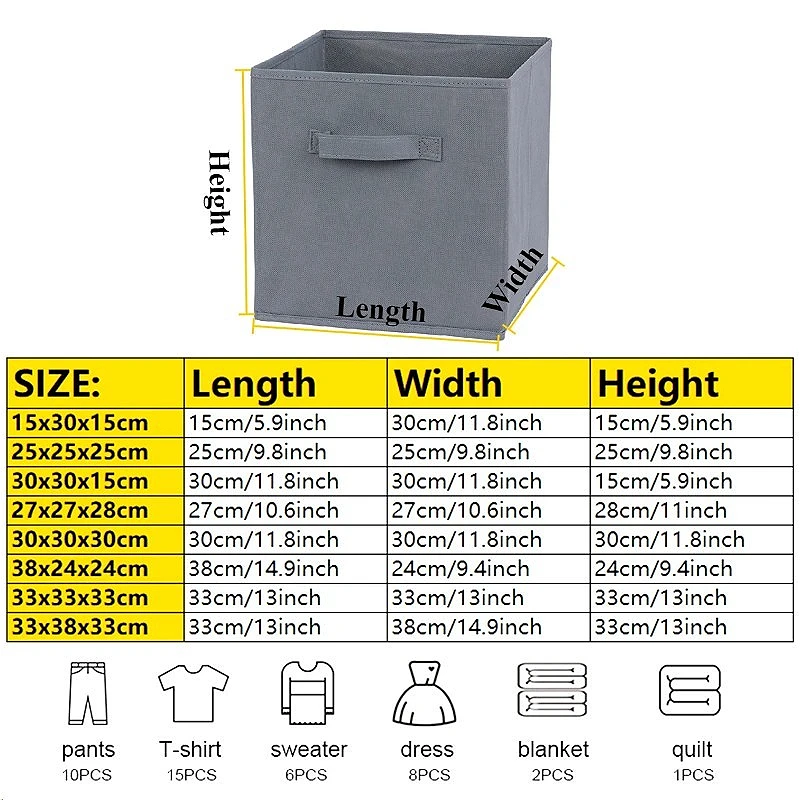 กล่องเก็บของพับได้แบบไม่ทอ กล่องจัดระเบียบทรงลูกบาศก์พร้อมหูหิ้ว สำหรับจัดระเบียบเสื้อผ้า ห้องเด็ก ห้องเก็บของ ตู้กับข้าว