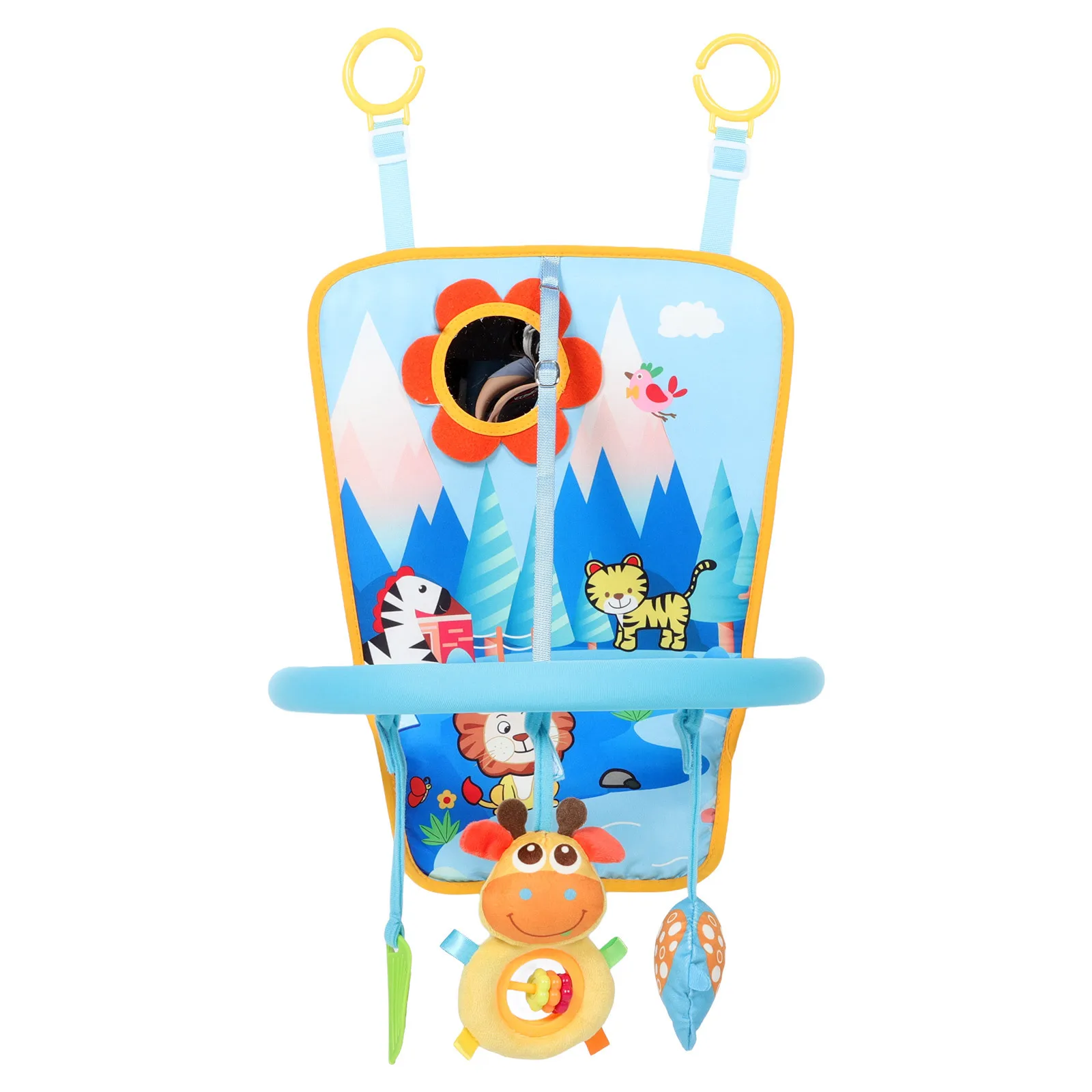 

Footboard Mounted Baby Kick Play Frame Infant Car Activity Center for Entertainment Travel Baby Leg Fitness Development