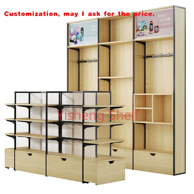 custom.New Design Light Duty Wooden Metal Supermarket Checkout Display Rack with Easy Installation Boutique Store Promotion