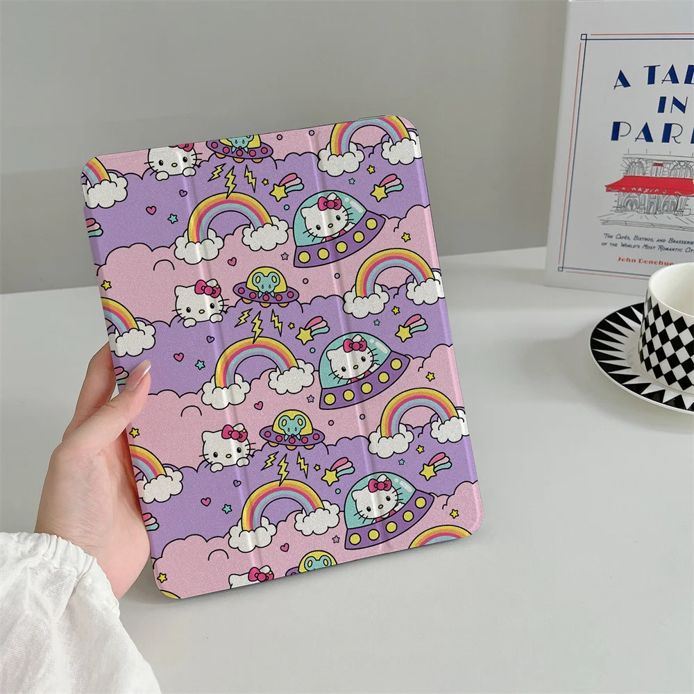 

Радужный котенок для iPad Pro 2025 11 дюймов Air 2024 10th iPad 7 8 9 10.2 Air 5 4 10,9 5 6 9,7 дюйма Air3 10,5 mini Sleep wake Cover