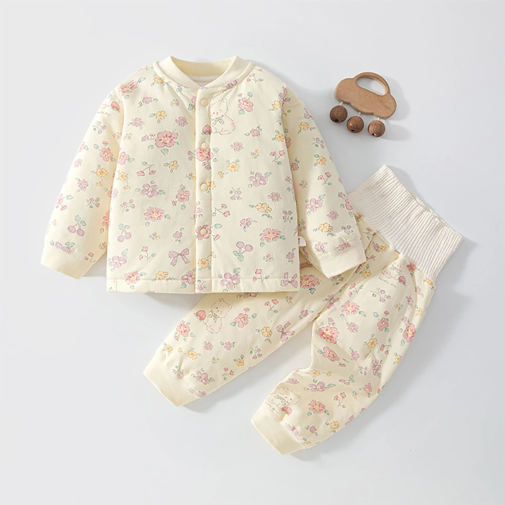 MILANCEL Winter Baby Clothing Sets 6M-4T Fleece Padded Toddler Homewear Set Cartoon Bunny Baby Boy Clothes Infant Girls 2PCS