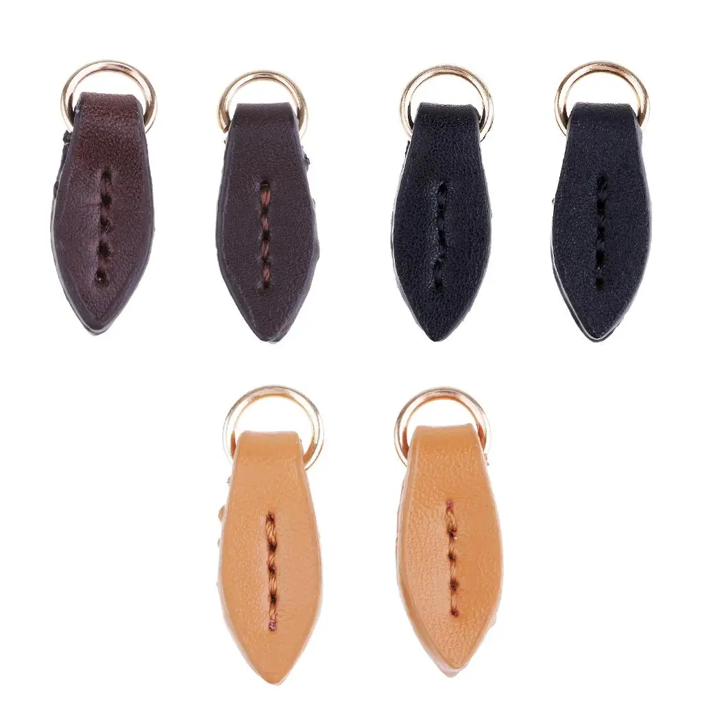 2Pcs Leaf Shaped Leather Zip Tags Zipper Pulls Zipper Extension Zip Slider Replacement Fixers Puller Slider Jacket Backpack