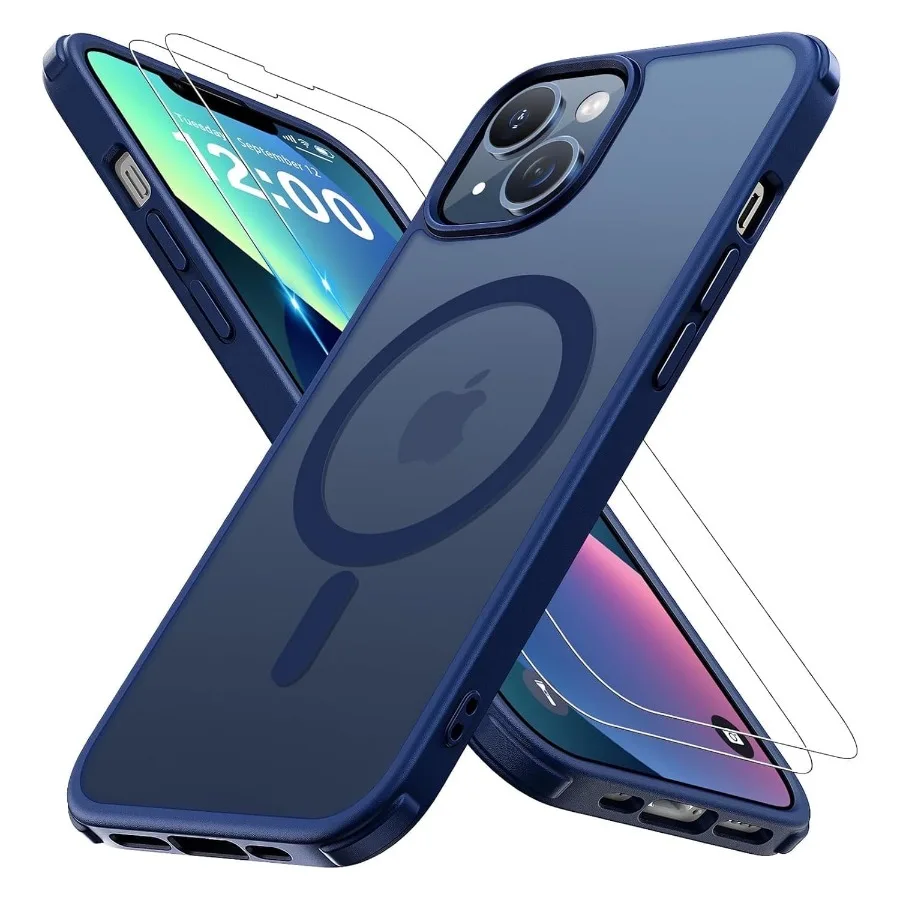 

Magnetic for iPhone 14 Case/iPhone 13 Case [Compatible with MagSafe] with 2X Screen Protector, Military-Grade Slim Shockproof P