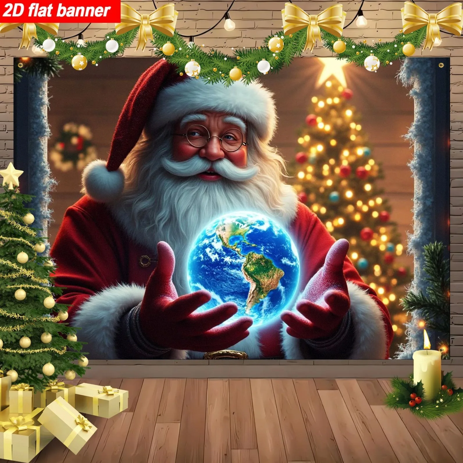 

Christmas Tapestry Multiple Sizes 2D Print Santa Peace Earth Polyester Outdoor Entry Room Warm