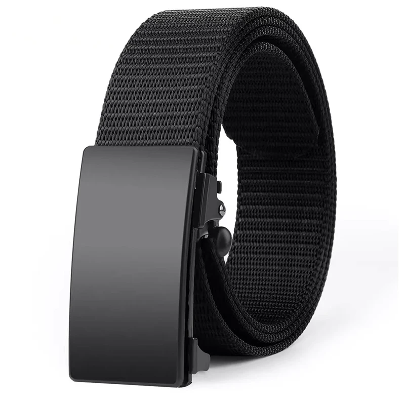 New Men\'s Belt Canvas Casual Versatile Pants Belt Simple Automatic Buckle Outdoor Belt Military Training Belt