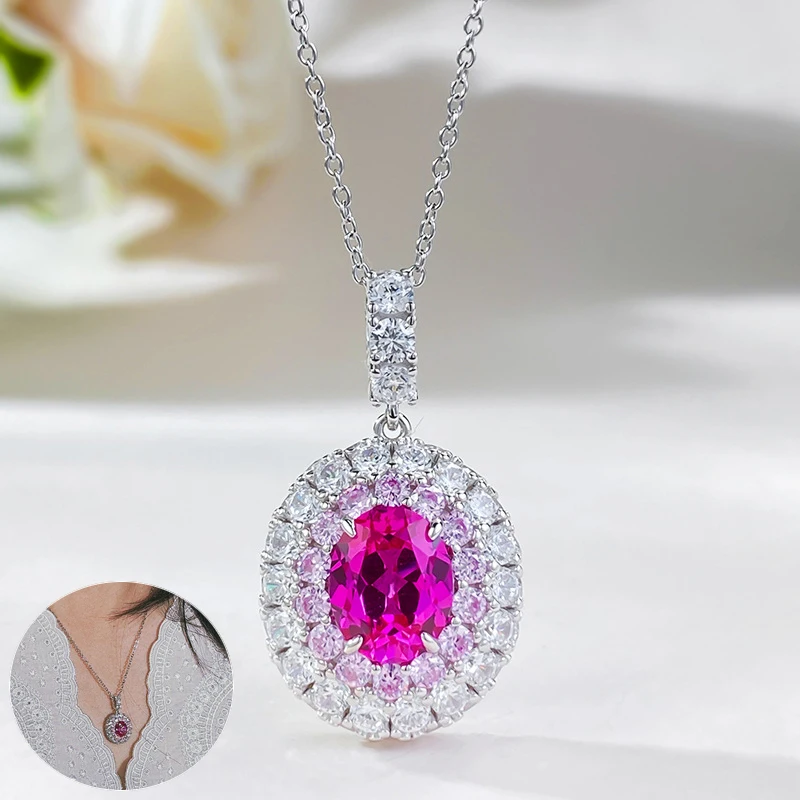 

Apaison 8*10 mm High Carbon Diamond Necklace Pendant For Woman Wedding Fine Jewely 925 Sterling Sliver Necklace