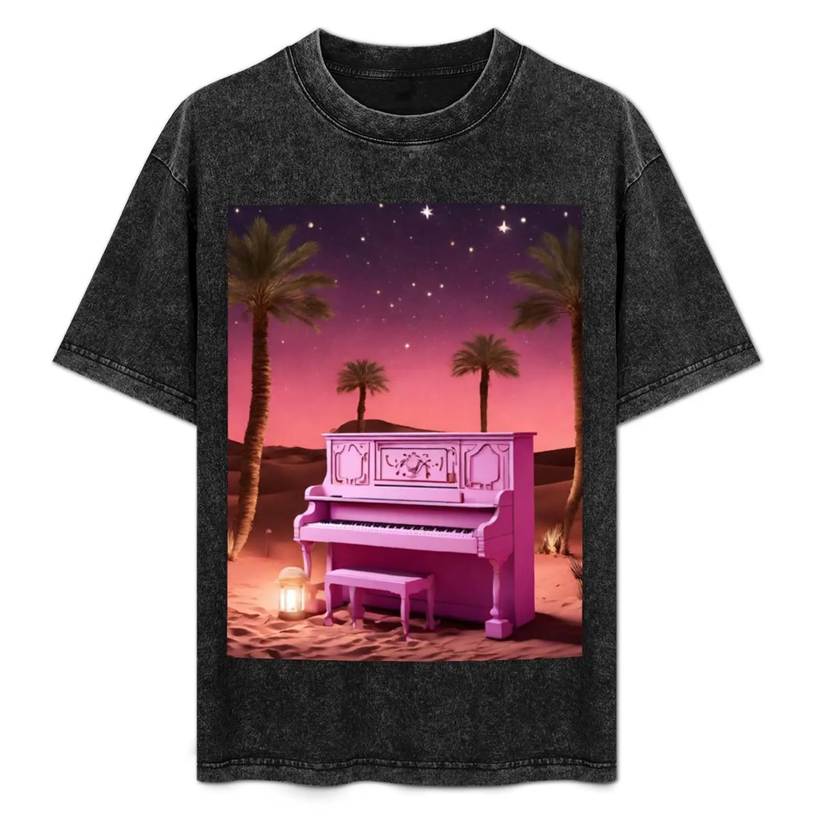 Piano in the Egyptian desert with Pyramids, jungles, lanterns, ancient Rome T-Shirt Aesthetic clothing tees designer t shirt men