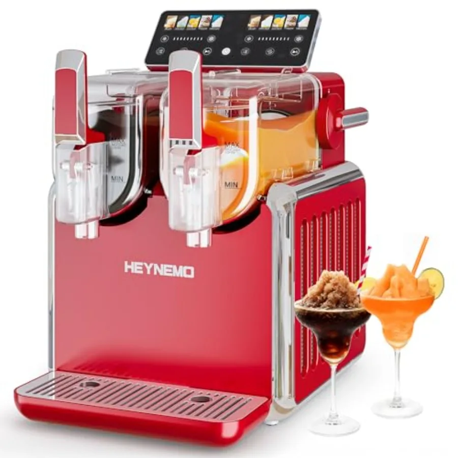 

Home slushie machine: red dual-tank 169oz frozen drink maker with rapid chill technology, self-cleaning system, 5 drink modes,