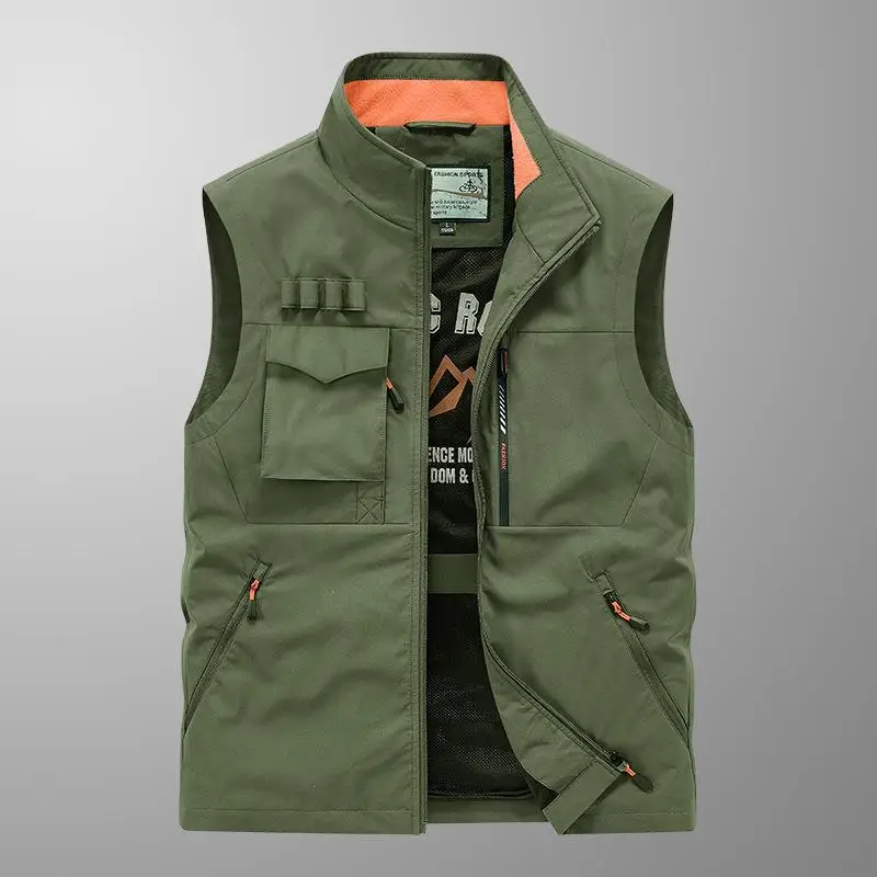 2024tactical Vest Men Waistcoat Outdoor Fishing Vest Multi Pocket Quick Dry Fishing Sleeveless Jacket Reporter Vest Plus Size6x