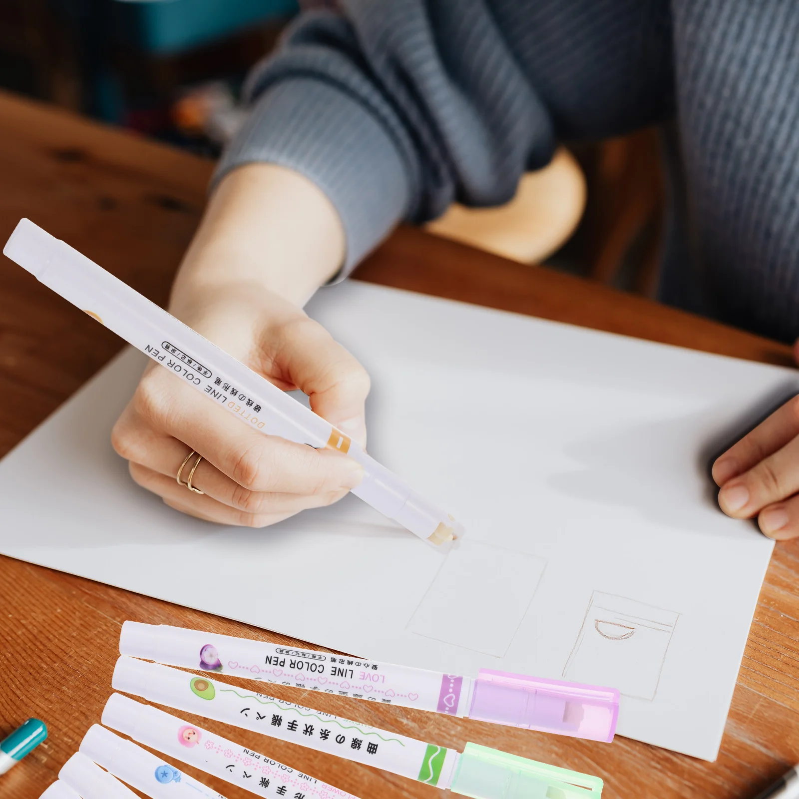 6 قطع من أقلام الملونة المنزلية، آمنة ومتينة للأطفال، لوازم يدوية ذاتية الصنع، علامات ذات طرف رفيع، قلم طلاء #3