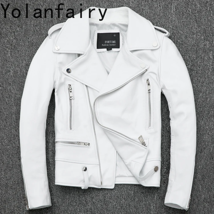 YOLANFAIRY 천연 가죽 재킷 여성 봄 가을 슬림핏 리얼 양가죽 코트 짧은 레드 가죽 재킷 여성 2025