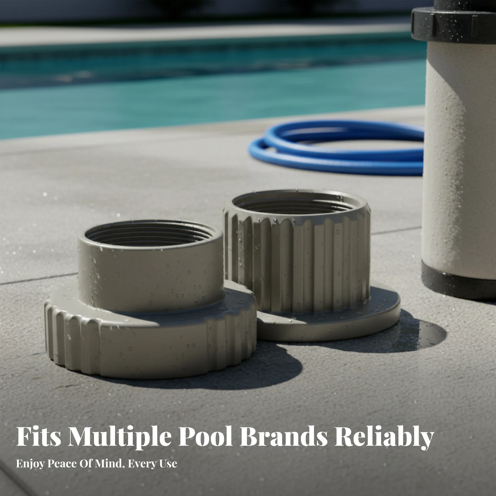 2 Pieces Cylindrical Light Gray Easy Installation Male Female Adapter Set Pool Fountain Adapter Kit