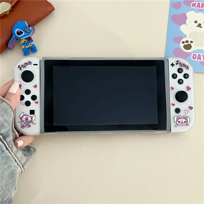 Disney Stitch Hard Case Charging Dock Station Cover Protective Shell for Nintendo Switch Oled NS Console Crystal Protector Skin